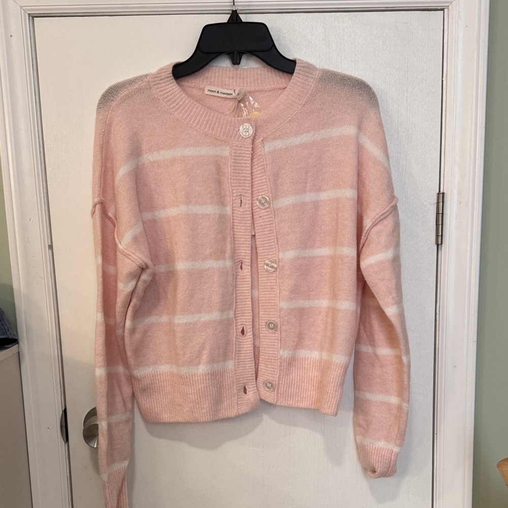 Moon & Madison - Pink Striped Women's Sweater